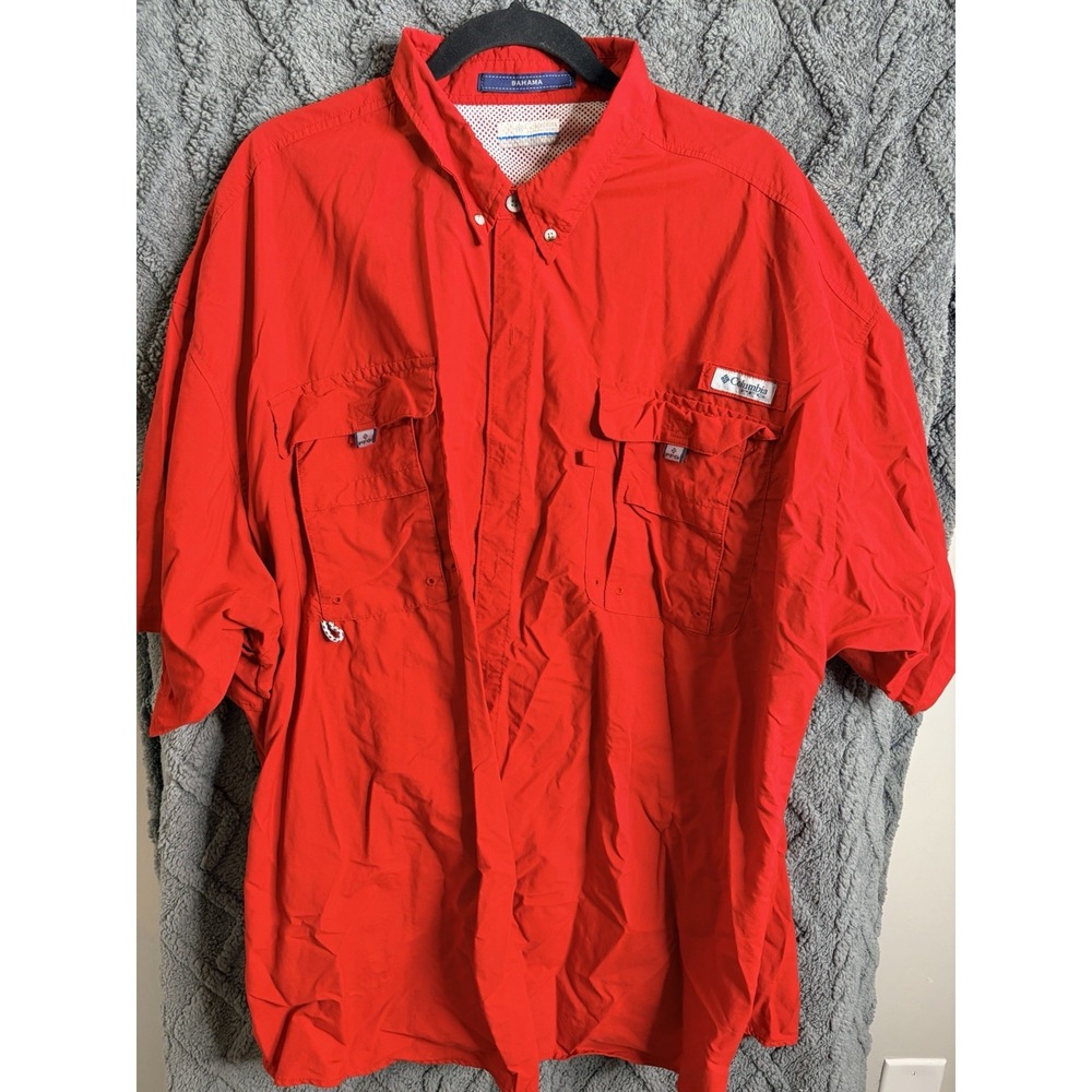 Columbia Fishing Shirt Mens 4xl Red PFG Bahama II Short Sleeve Omni-Shade